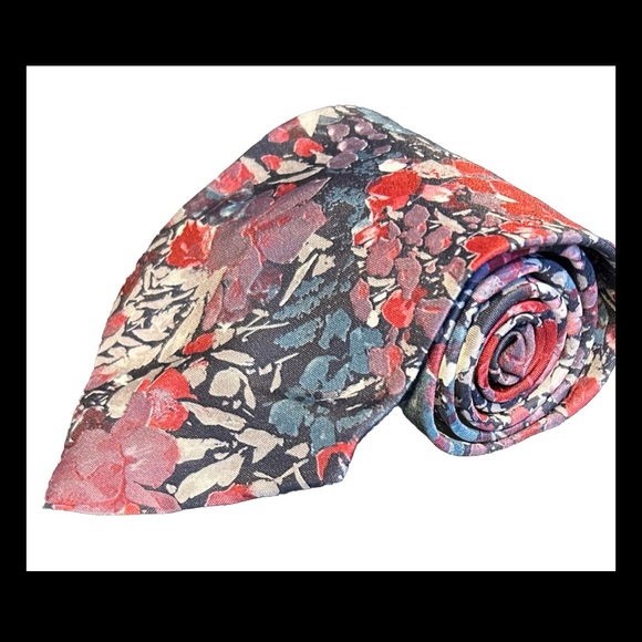 RANDA CORP Men's Tie • Fuschia Lavender Blue Floral 57.5"L x 4"W - Picture 5 of 5